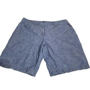 Lands’ End Blue Chambray Mid-Rise Shorts Size 8
